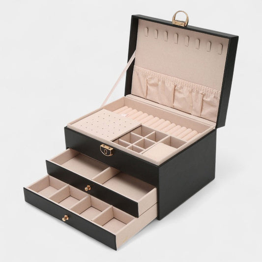 Virelle Sieradendoos Leer Zwart Roze Wit Groen - Luxe Organizer Juwelen Ketting Oorbellen Ring Opbergen Sieraden Box Kaptafel