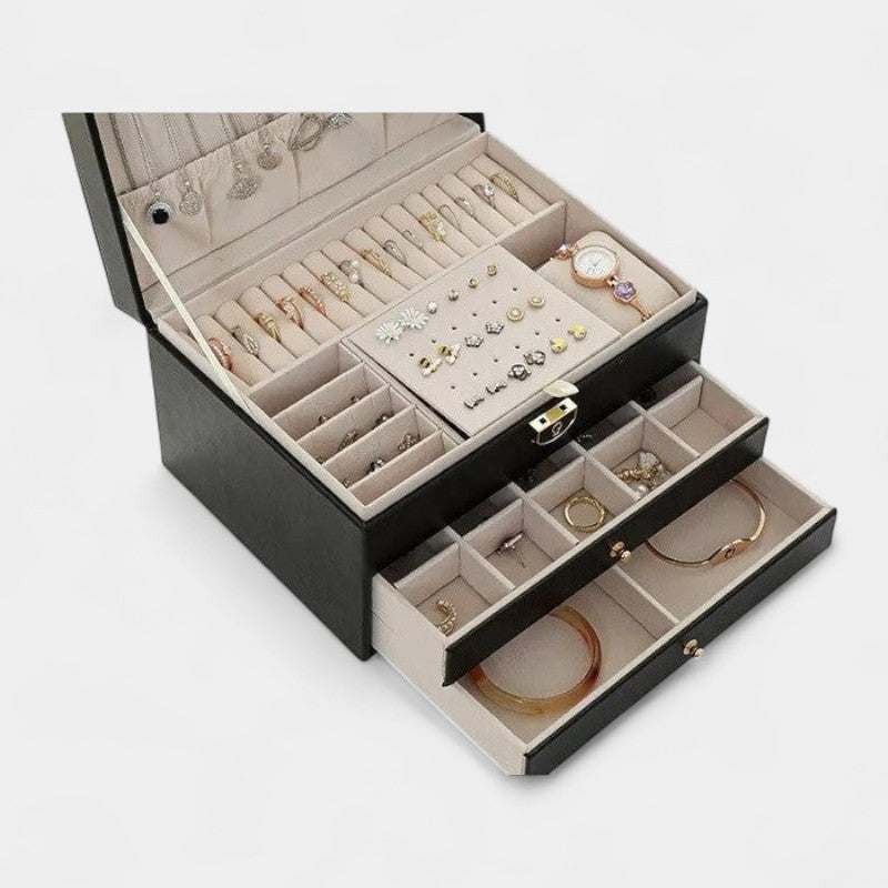 Virelle Sieradendoos Leer Zwart Roze Wit Groen - Luxe Organizer Juwelen Ketting Oorbellen Ring Opbergen Sieraden Box Kaptafel