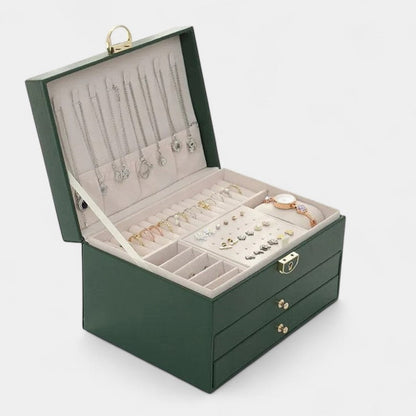 Virelle Sieradendoos Leer Zwart Roze Wit Groen - Luxe Organizer Juwelen Ketting Oorbellen Ring Opbergen Sieraden Box Kaptafel