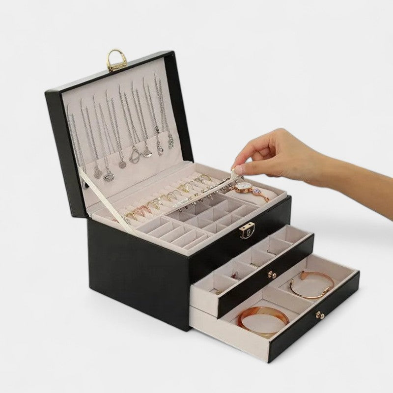 Virelle Sieradendoos Leer Zwart Roze Wit Groen - Luxe Organizer Juwelen Ketting Oorbellen Ring Opbergen Sieraden Box Kaptafel