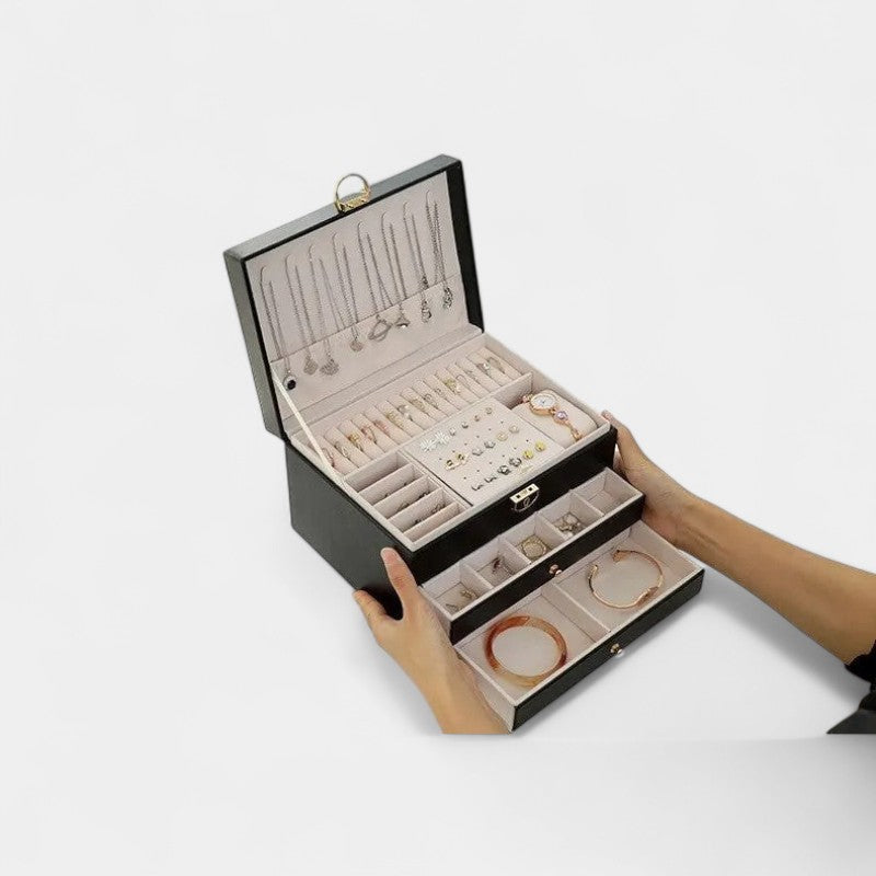 Virelle Sieradendoos Leer Zwart Roze Wit Groen - Luxe Organizer Juwelen Ketting Oorbellen Ring Opbergen Sieraden Box Kaptafel