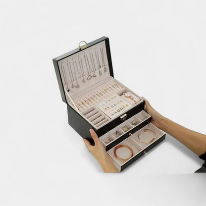 Virelle Sieradendoos Leer Zwart Roze Wit Groen - Luxe Organizer Juwelen Ketting Oorbellen Ring Opbergen Sieraden Box Kaptafel