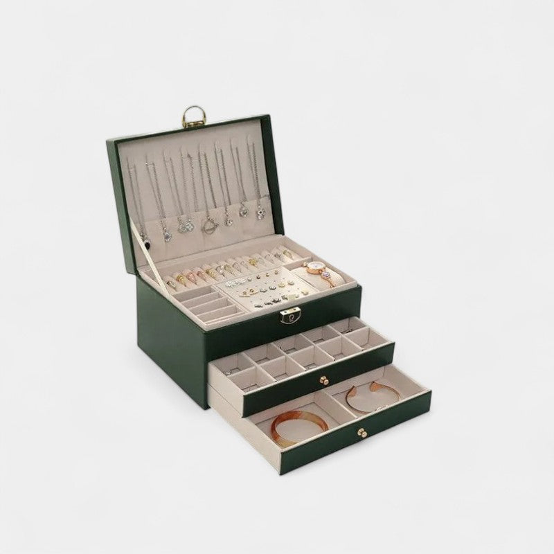 Virelle Sieradendoos Leer Zwart Roze Wit Groen - Luxe Organizer Juwelen Ketting Oorbellen Ring Opbergen Sieraden Box Kaptafel