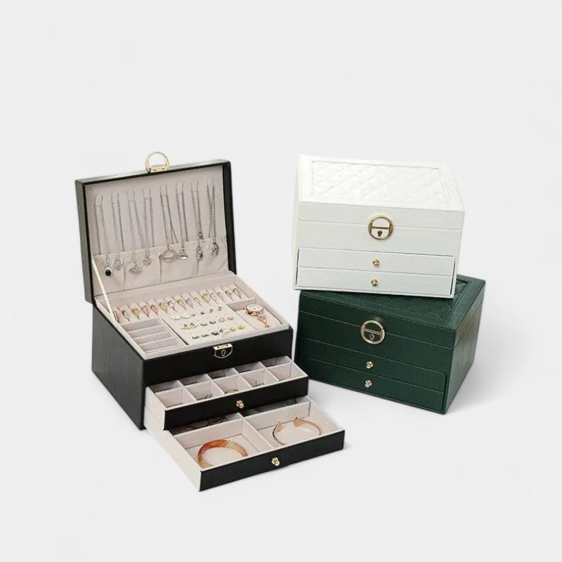 Virelle Sieradendoos Leer Zwart Roze Wit Groen - Luxe Organizer Juwelen Ketting Oorbellen Ring Opbergen Sieraden Box Kaptafel