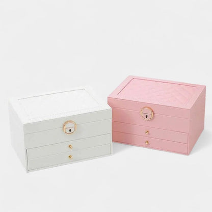 Virelle Sieradendoos Leer Zwart Roze Wit Groen - Luxe Organizer Juwelen Ketting Oorbellen Ring Opbergen Sieraden Box Kaptafel
