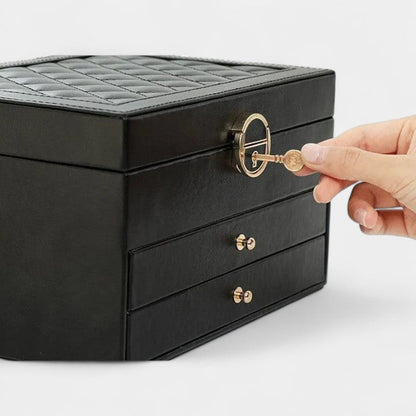 Virelle Sieradendoos Leer Zwart Roze Wit Groen - Luxe Organizer Juwelen Ketting Oorbellen Ring Opbergen Sieraden Box Kaptafel