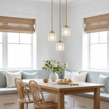 Geribbelde Glazen Hanglamp met Koperen Finish – Landelijke Stijl Verlichting