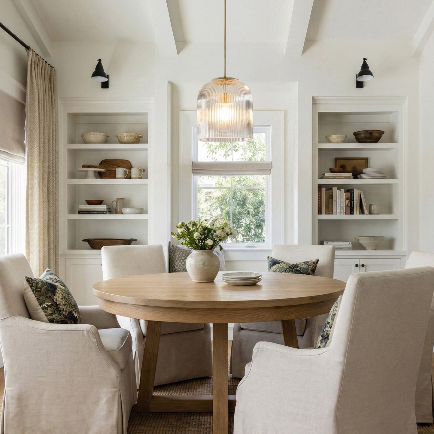 Geribbelde Glazen Hanglamp met Koperen Finish – Landelijke Stijl Verlichting