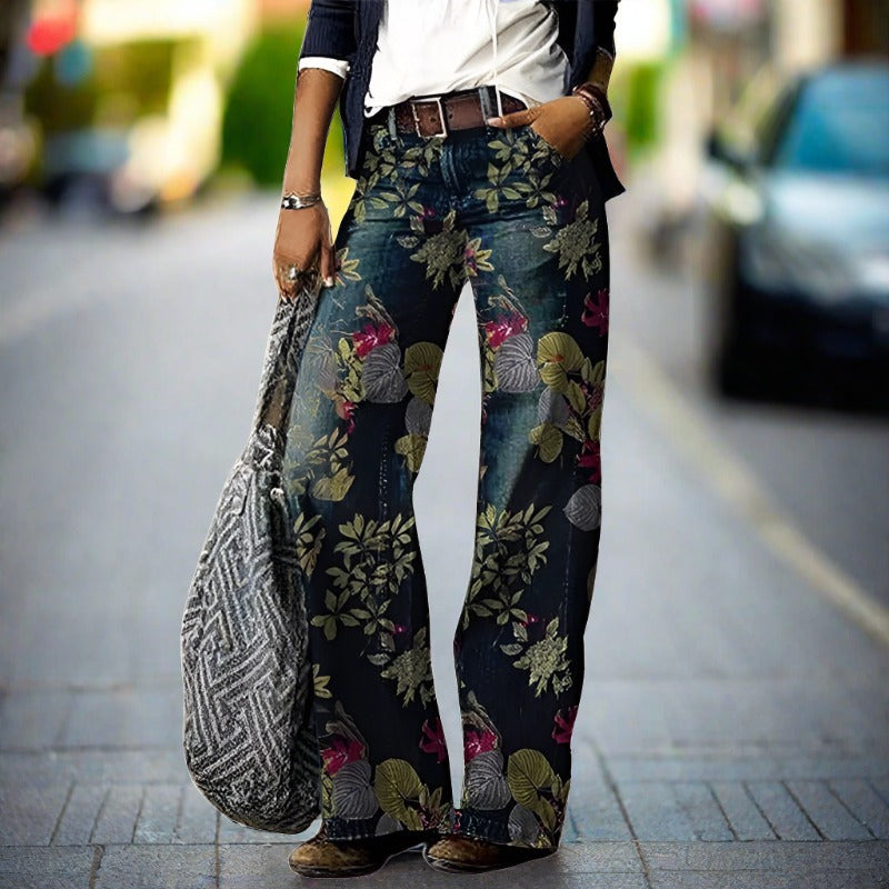 Dames Jeans Bloemenprint Comfortabele Losse Fit - StudioMarella