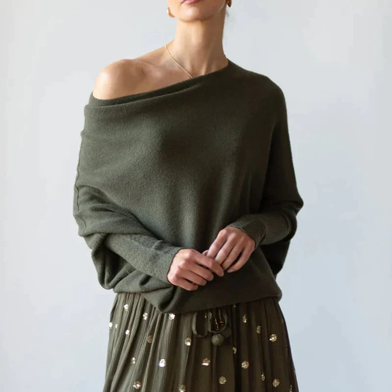Vita | Dames Asymmetrische Drapeertrui - Hoogwaardige Stoffen, Stijlvol en Casual 11