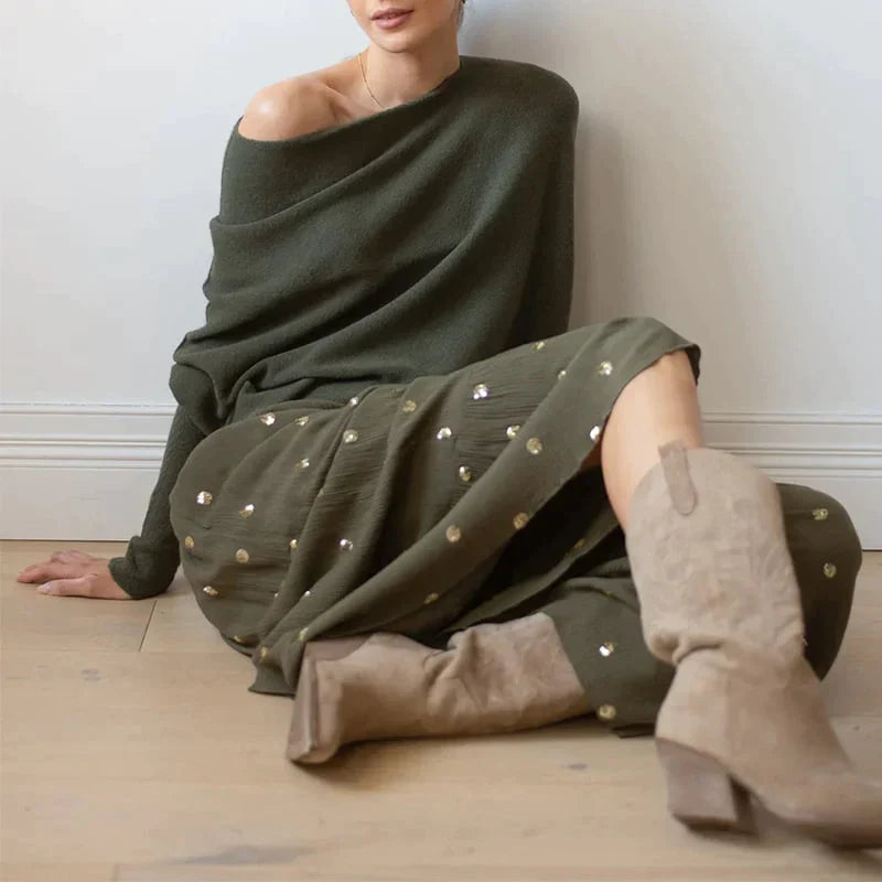 Vita | Dames Asymmetrische Drapeertrui - Hoogwaardige Stoffen, Stijlvol en Casual 8