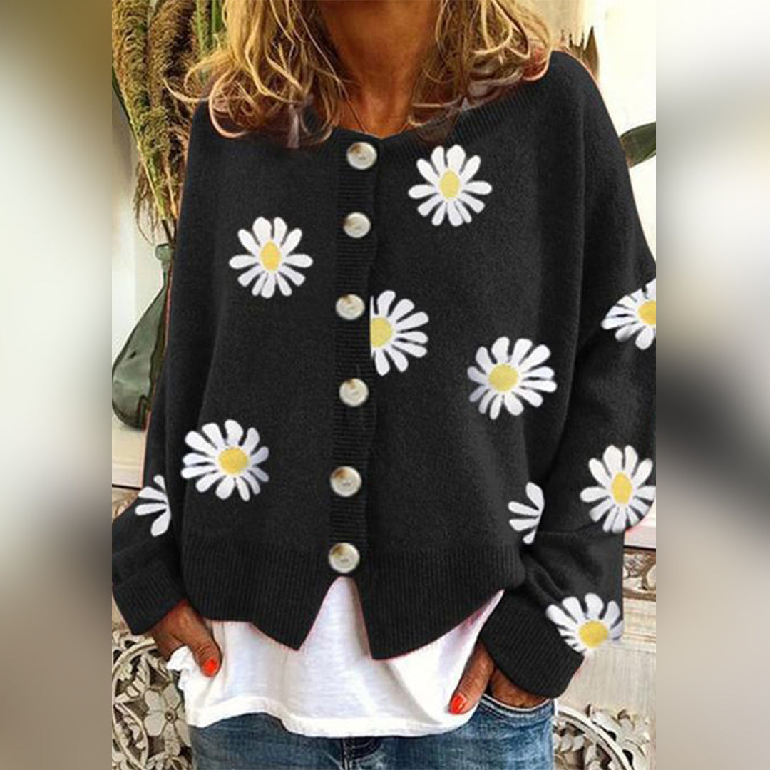 Vrouwelijke Trui Bloemenmotief Zomerjurk Stijl