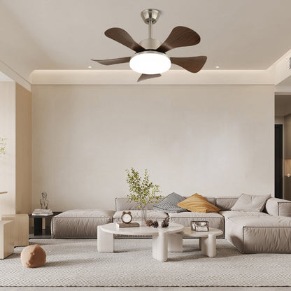 Plafondventilator met LED-verlichting Ø91cm in hout en metaal met 6 snelheden en afstandsbediening modern design voor woon- en slaapkamers binnengebruik