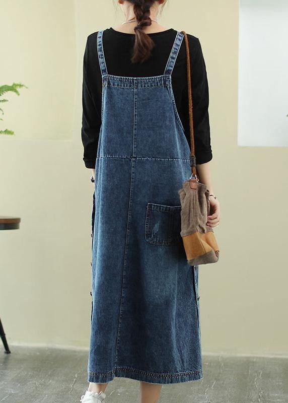 Donkerblauwe Jeans Jurk Kort Model