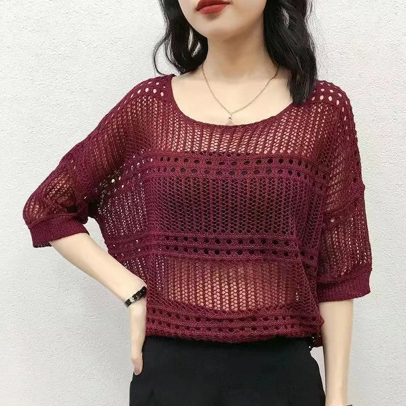 Zomer Top Gebreid Luchtig Mode blouse - StudioMarella