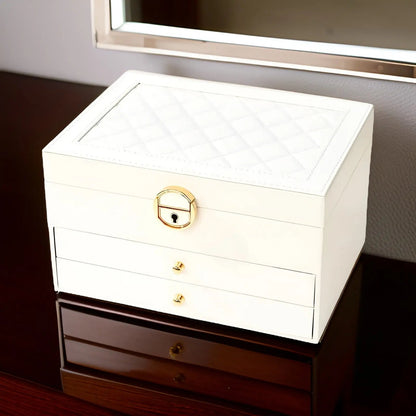 Luxe Sieradenbox met Meerdere Lagen – Elegante Opberger voor Ringen Kettingen Oorbellen – PU Leer – 23x17x13,5 cm