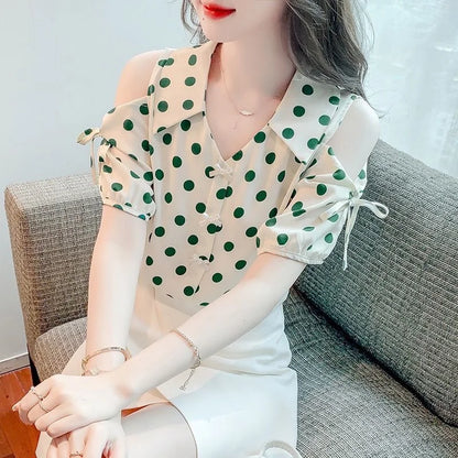 Vrouwelijke Off-Shoulder Blouse Lente Zomer Stijl