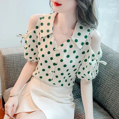 Vrouwelijke Off-Shoulder Blouse Lente Zomer Stijl