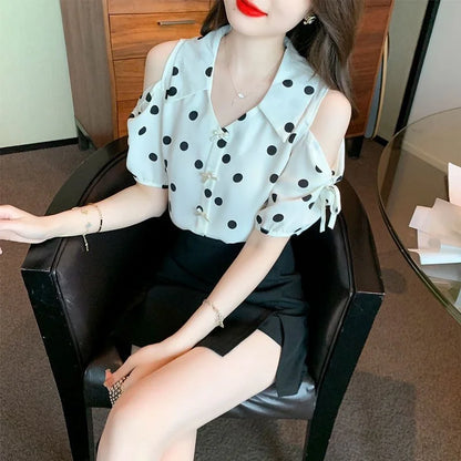 Vrouwelijke Off-Shoulder Blouse Lente Zomer Stijl