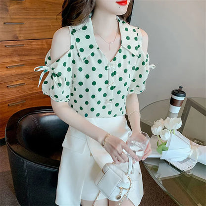 Vrouwelijke Off-Shoulder Blouse Lente Zomer Stijl