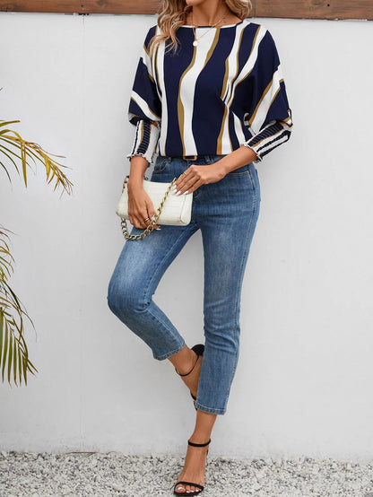 Vrouwelijke Zomer Blouse met Korte Mouwen en Leuke Print