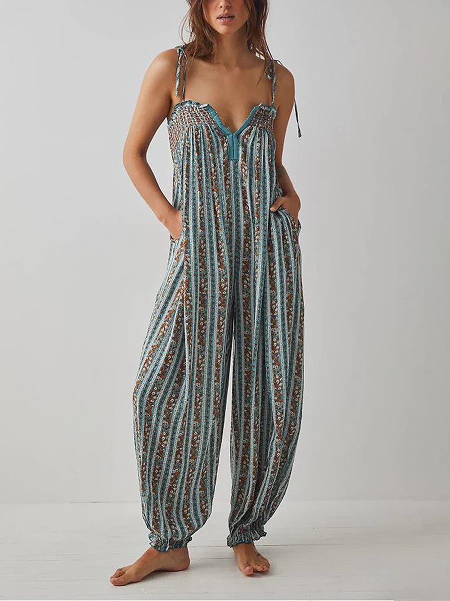 Dames Jumpsuit Bloemenprint Boho Stijl Zomerjurk