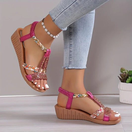 Dames Sandalen Keilhak Zachte Zool Ortho Comfortabel Lichtgewicht Lopen Wandelen Zomer Vakantie Strand