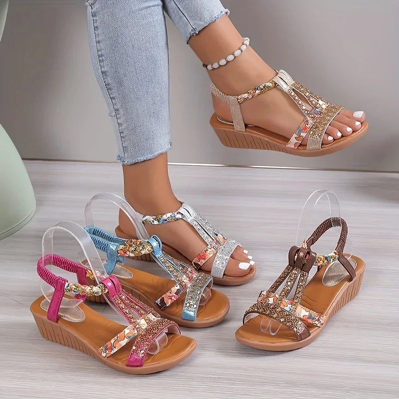 Dames Sandalen Keilhak Zachte Zool Ortho Comfortabel Lichtgewicht Lopen Wandelen Zomer Vakantie Strand