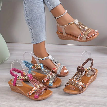 Dames Sandalen Keilhak Zachte Zool Ortho Comfortabel Lichtgewicht Lopen Wandelen Zomer Vakantie Strand