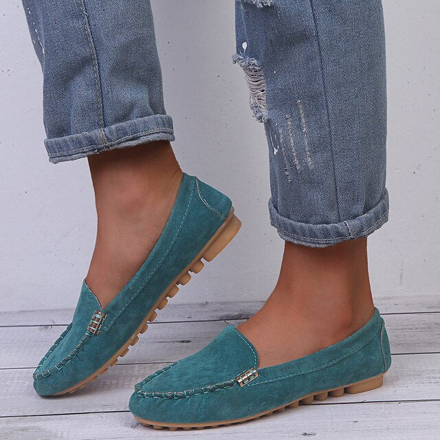 Dames Leer Schoenen Comfortabel en Casual Plattenschoenen