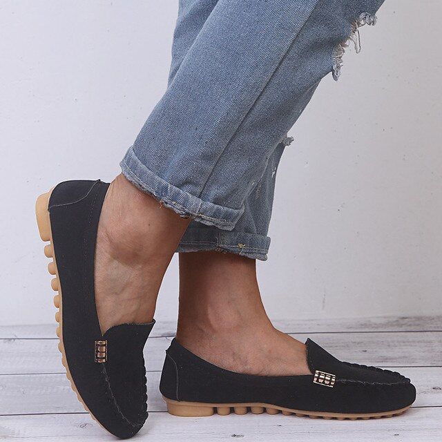Dames Leer Schoenen Comfortabel en Casual Plattenschoenen