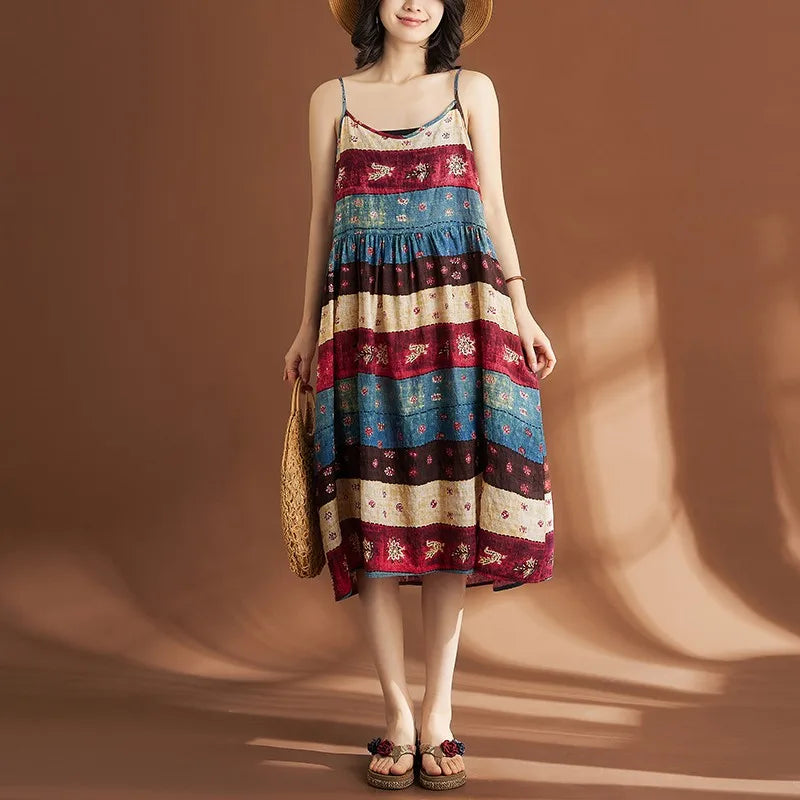 Zomerjurk Vrouw Vintage Print Zonnesjurk - StudioMarella