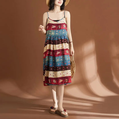 Zomerjurk Vrouw Vintage Print Zonnesjurk