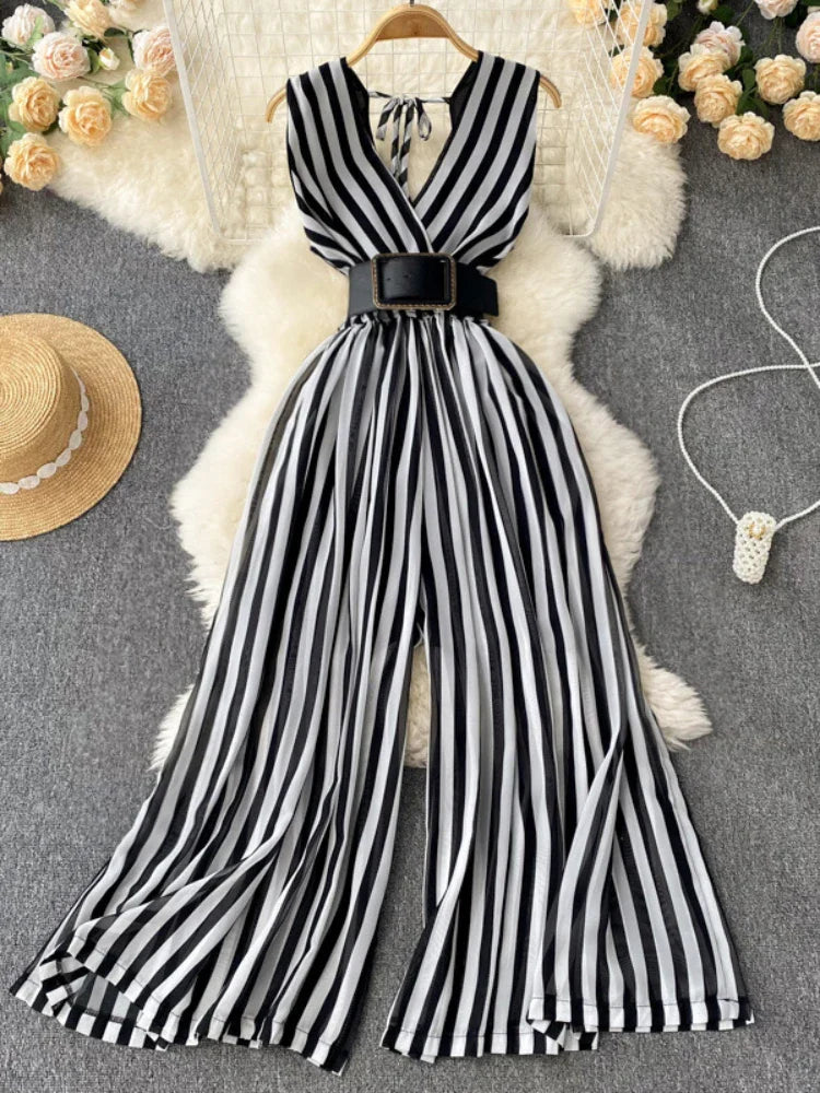 Zomer Jumpsuit met Strepen en Stippen Vrouwen