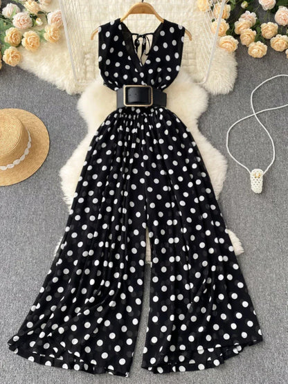 Zomer Jumpsuit met Strepen en Stippen Vrouwen
