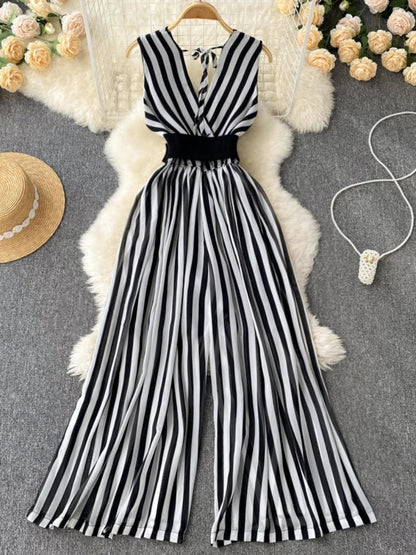 Zomer Jumpsuit met Strepen en Stippen Vrouwen