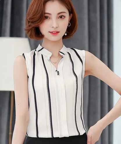 Mouwloze Blouse voor Dames Zomer Chiffon Jurk Blouse