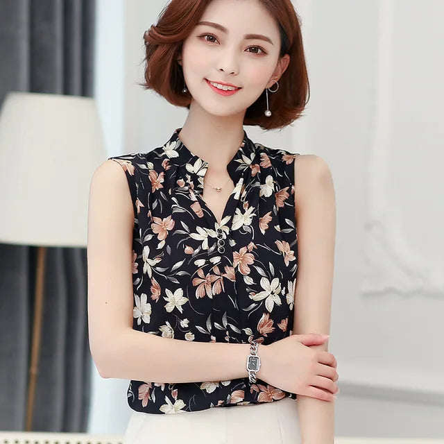 Mouwloze Blouse voor Dames Zomer Chiffon Jurk Blouse - StudioMarella