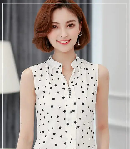 Mouwloze Blouse voor Dames Zomer Chiffon Jurk Blouse