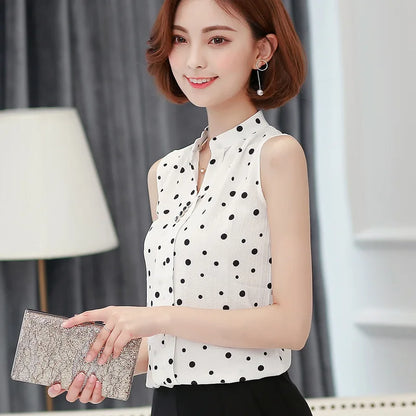 Mouwloze Blouse voor Dames Zomer Chiffon Jurk Blouse