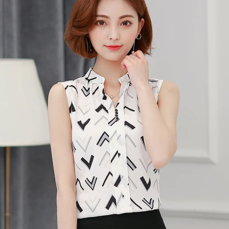 Mouwloze Blouse voor Dames Zomer Chiffon Jurk Blouse