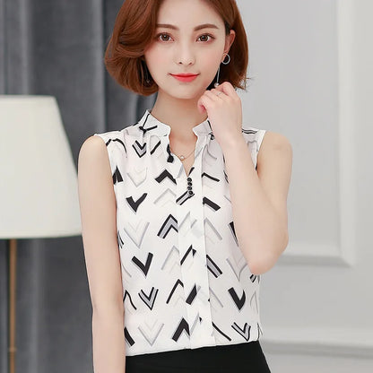 Mouwloze Blouse voor Dames Zomer Chiffon Jurk Blouse