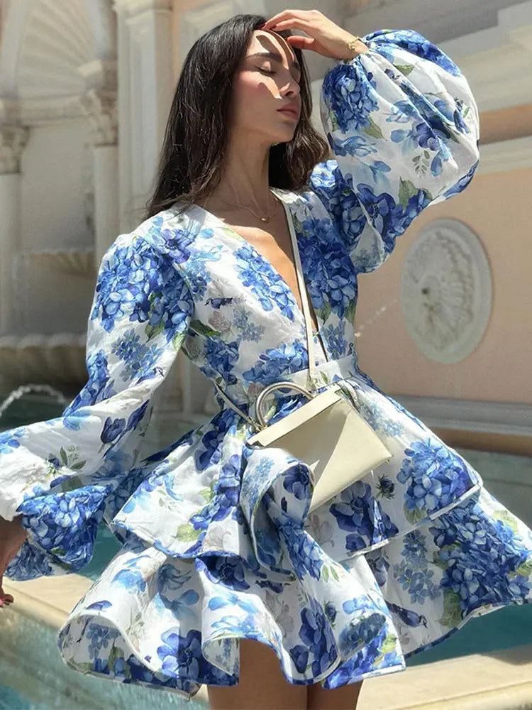 Jurk Bloemenprint Mini Zomerjurk Vrouw