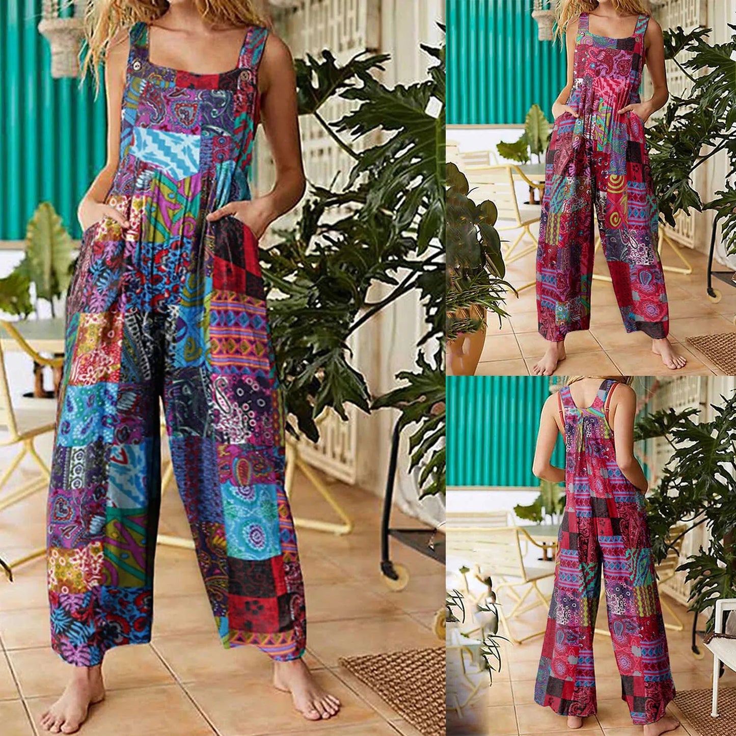 Dames Jumpsuit Zomerse Jurk Etnisch Print Vakantiekleding