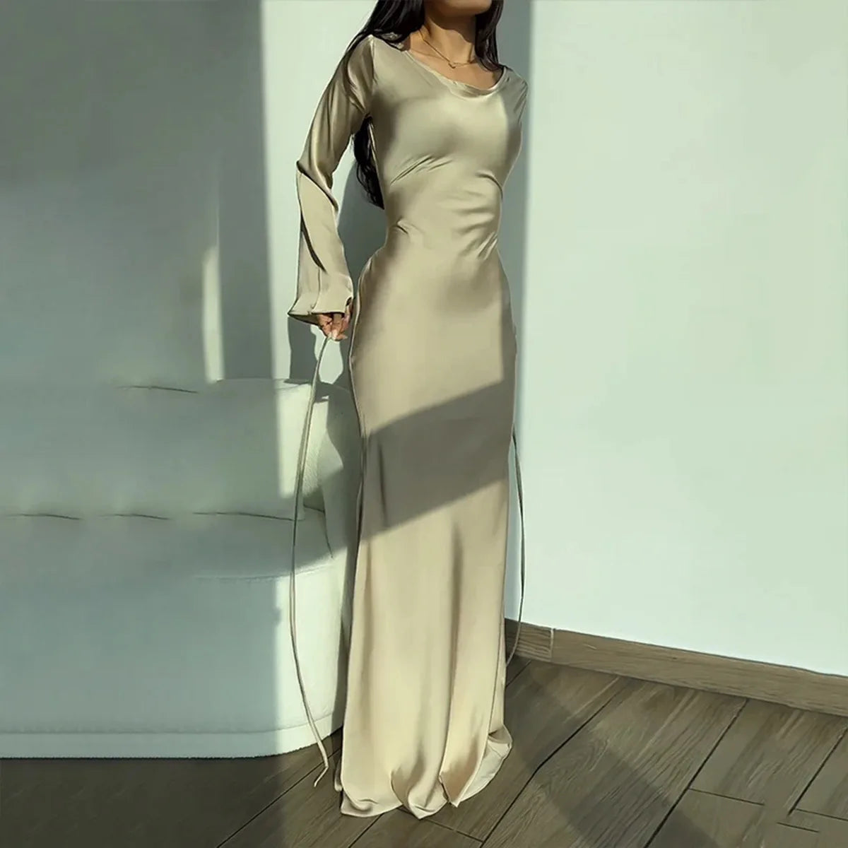 Vrouwen Feestelijk accent Elegant Lange Mouwen Maxi Zomerjurk - Harriet
