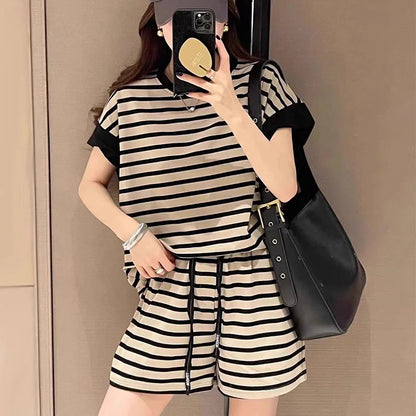 Zomerse Streep Set Frisse Mode Jurk en Broek