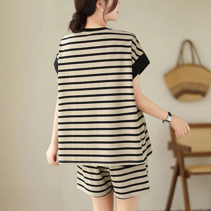 Zomerse Streep Set Frisse Mode Jurk en Broek
