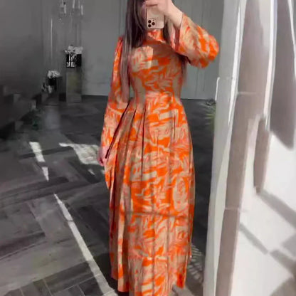 Lange Maxi Jurk met Mouw voor Vrouw Elegante Stijl