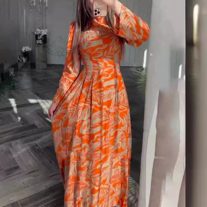 Lange Maxi Jurk met Mouw voor Vrouw Elegante Stijl
