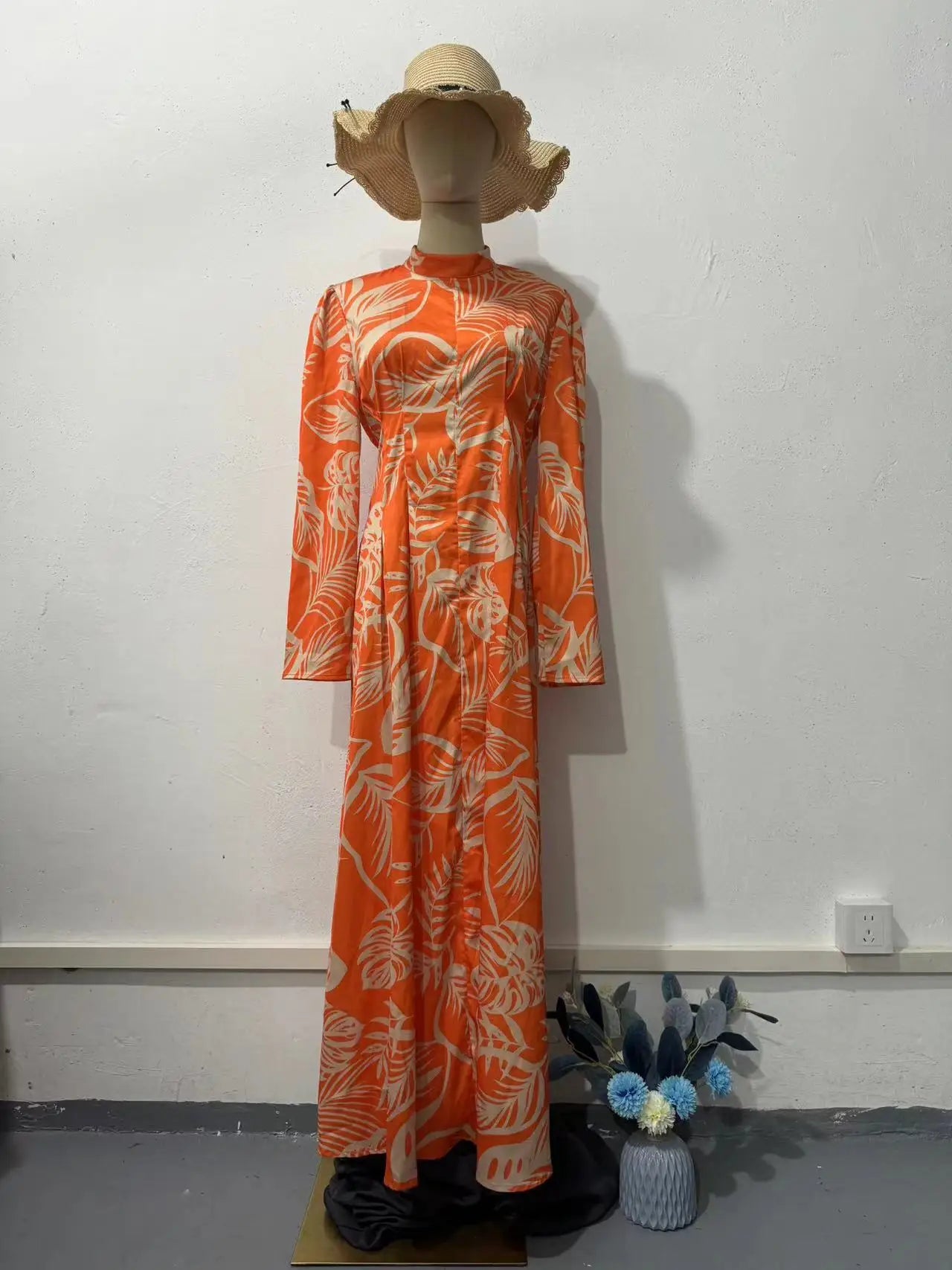 Lange Maxi Jurk met Mouw voor Vrouw Elegante Stijl